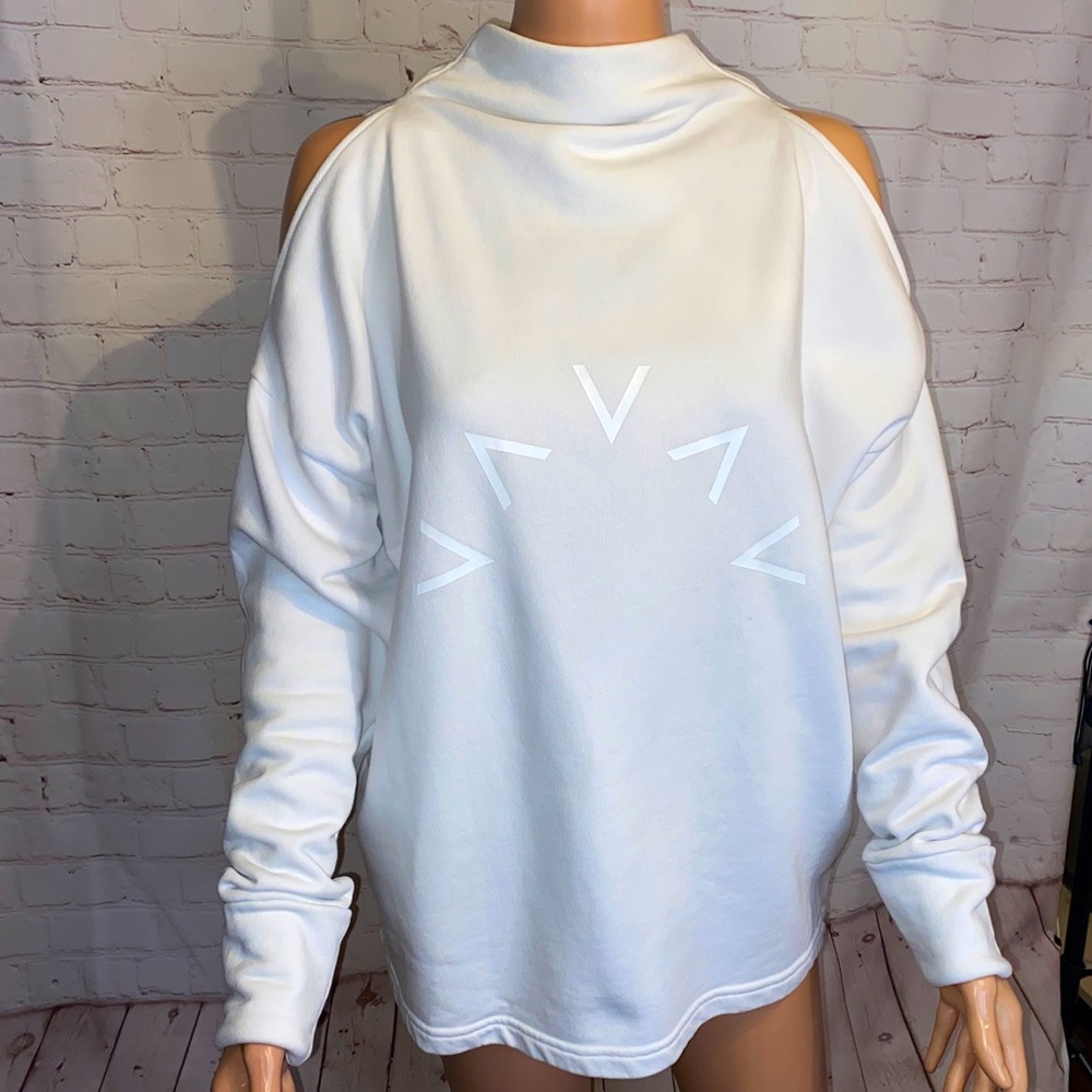 Varley white designer sweatshirt with shoulder cut out size medium